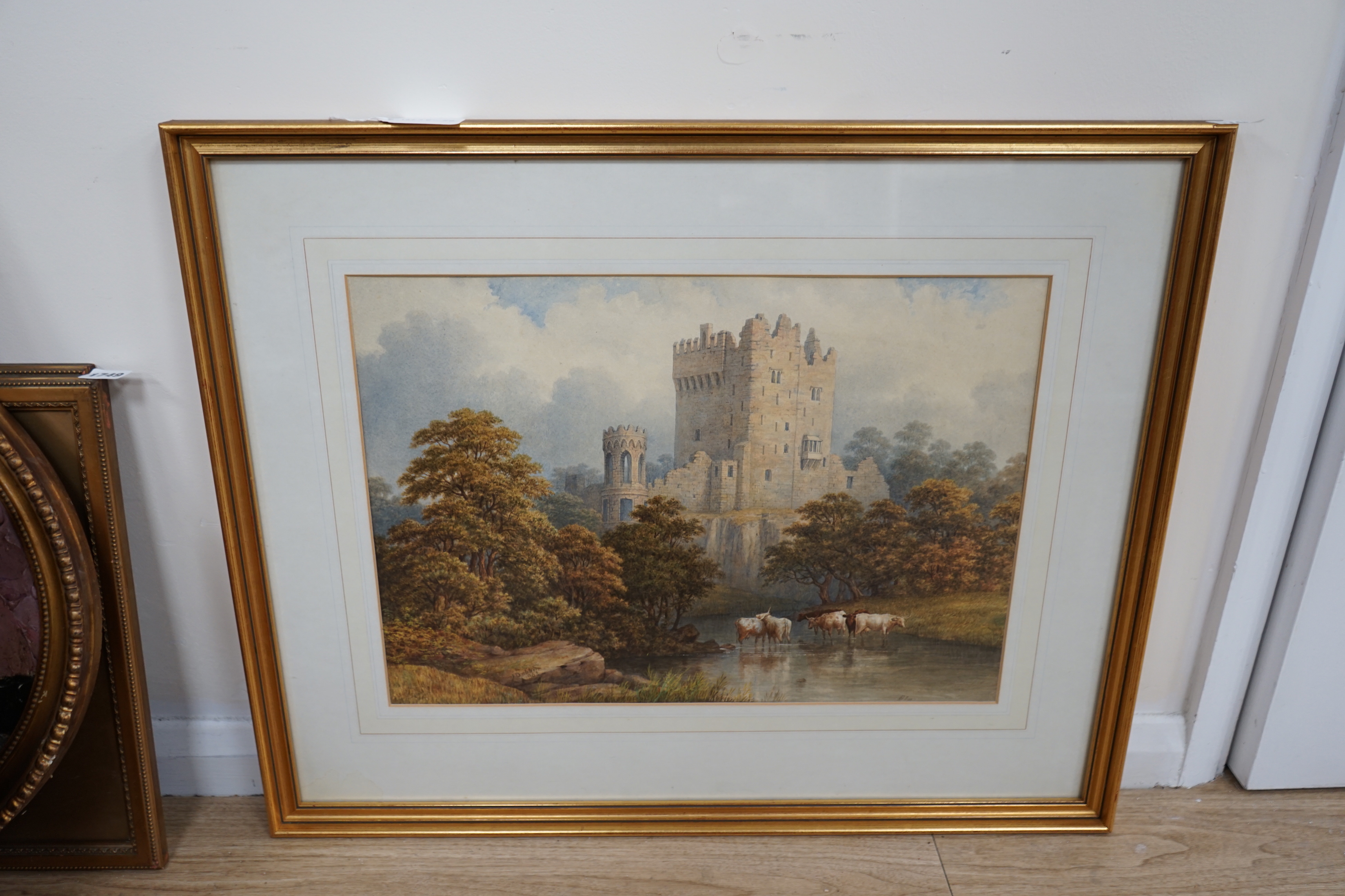 John Dobbin (1815-1888) watercolour, Blarney Castle, signed, inscribed and dated 1862, 36 x 50cm